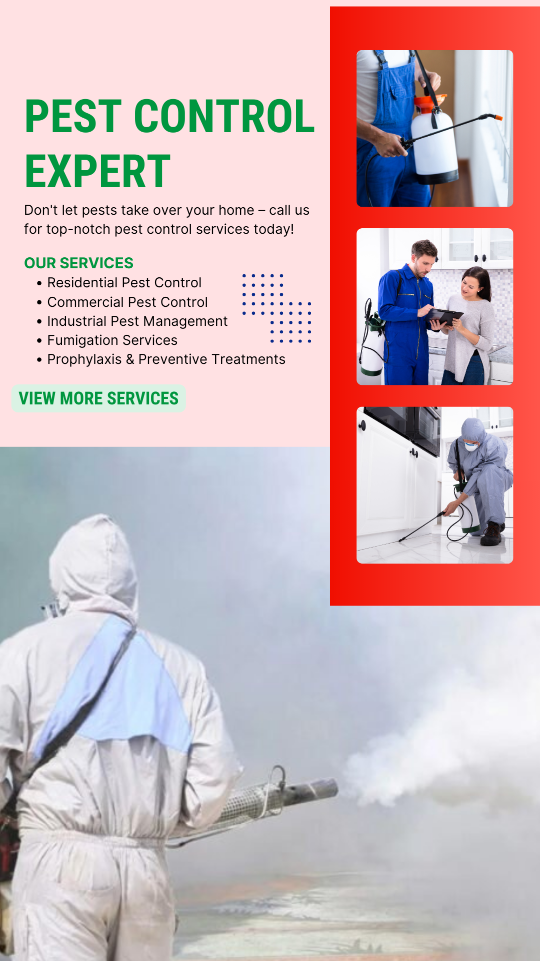 White And Blue Modern Pest Control Service Banner (Mobile Video)